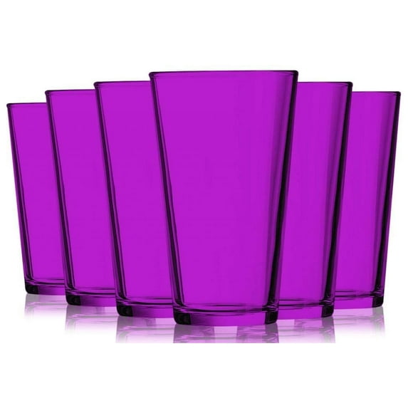 TableTop King 16 oz Mixing Glasses, Round Style, Full Accent, Pink, Set of 6