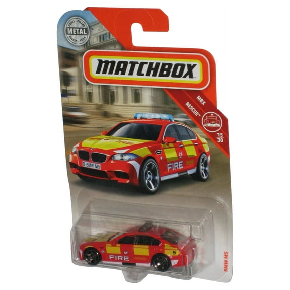 Matchbox MBX Rescue (2018) Red BMW M5 Fire Die-Cast Metal Toy Car 15/30