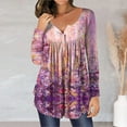 thumbnail image 2 of Fvwitlyh T-Shirts Femmes Élégant Col Roulé Froncé Volant Garniture Manches Longues Blouse Chemise Haut Rose Vif,G, 2 of 5