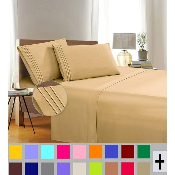 Elegant Comfort 1500 Thread Count Gold Microfiber Flat Sheet Queen (4 Pieces)