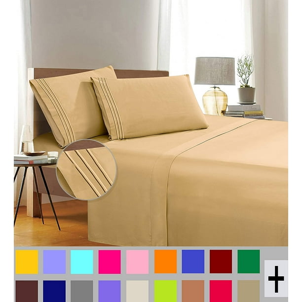 Elegant Comfort 1500 Thread Count Gold Microfiber Flat Sheet Queen (4
