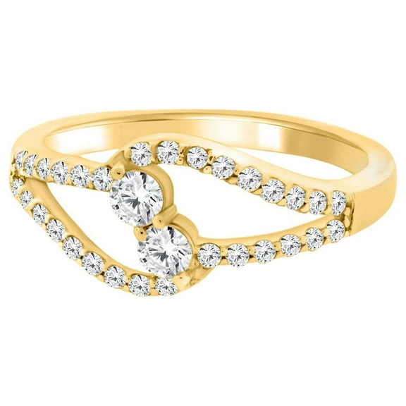0.50 Carat Diamond Glittering Ring In 10K Solid Rose, White & Yellow Gold
