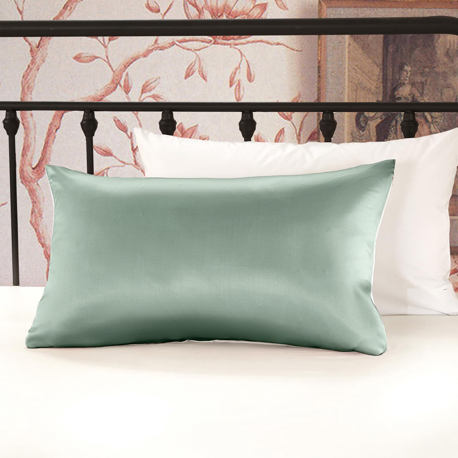 Silk Pillowcase For Hair And Skin With Cotton Underside Standard 20x26 Inch Avocado Green