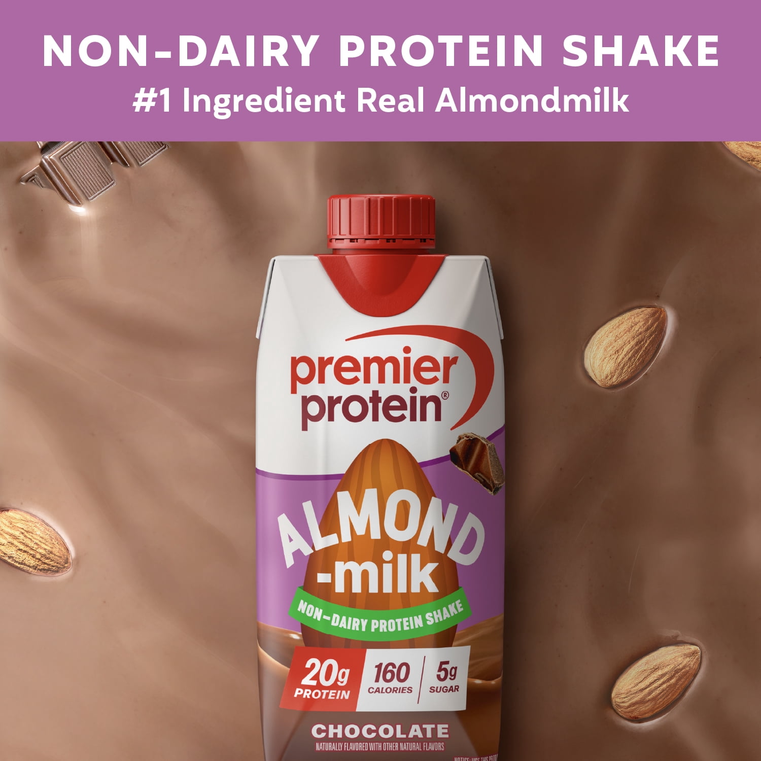 Premier Protein Almond Milk Shake, Chocolate, 20g Protein, 11 Fl Oz, 4 Ct