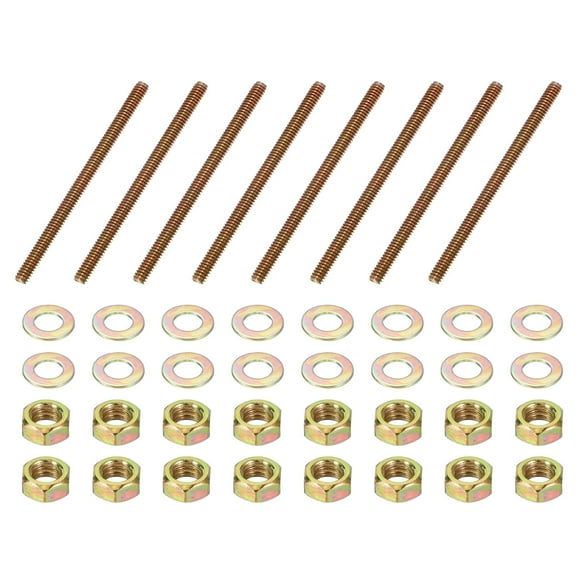 1/4" x 4" Color Zinc Fully All Thread Rod, 8 Pcs Carbon Steel Long Threaded Screw for Furniture Garden