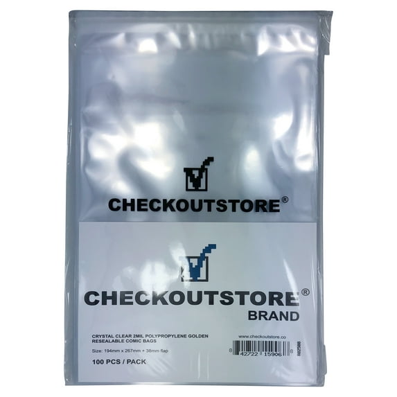 (1000) CheckOutStore Crystal Clear Golden Age Comic Book Bags (Resealable Flap)