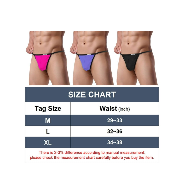 Deago 3 Pack Men's Ice Silk T-Back Thongs Sexy Low Rise G-String Briefs  Bulge Pouch Underwear (Multicolor, L)