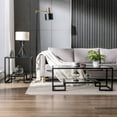 thumbnail image 4 of COSVALVE Modern Tempered Glass Top 3-Piece Table Set,include Coffee Table and 2 End Tables,Black Metal Frame with Shelf, 4 of 17