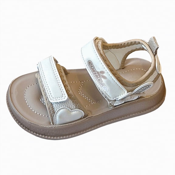 KPOPLK Toddler Girls Sandals Little Girl Summer Flat Sandal Baby Open Toe Outdoor Beach Holiday Dress Shoes(Khaki,8.5)