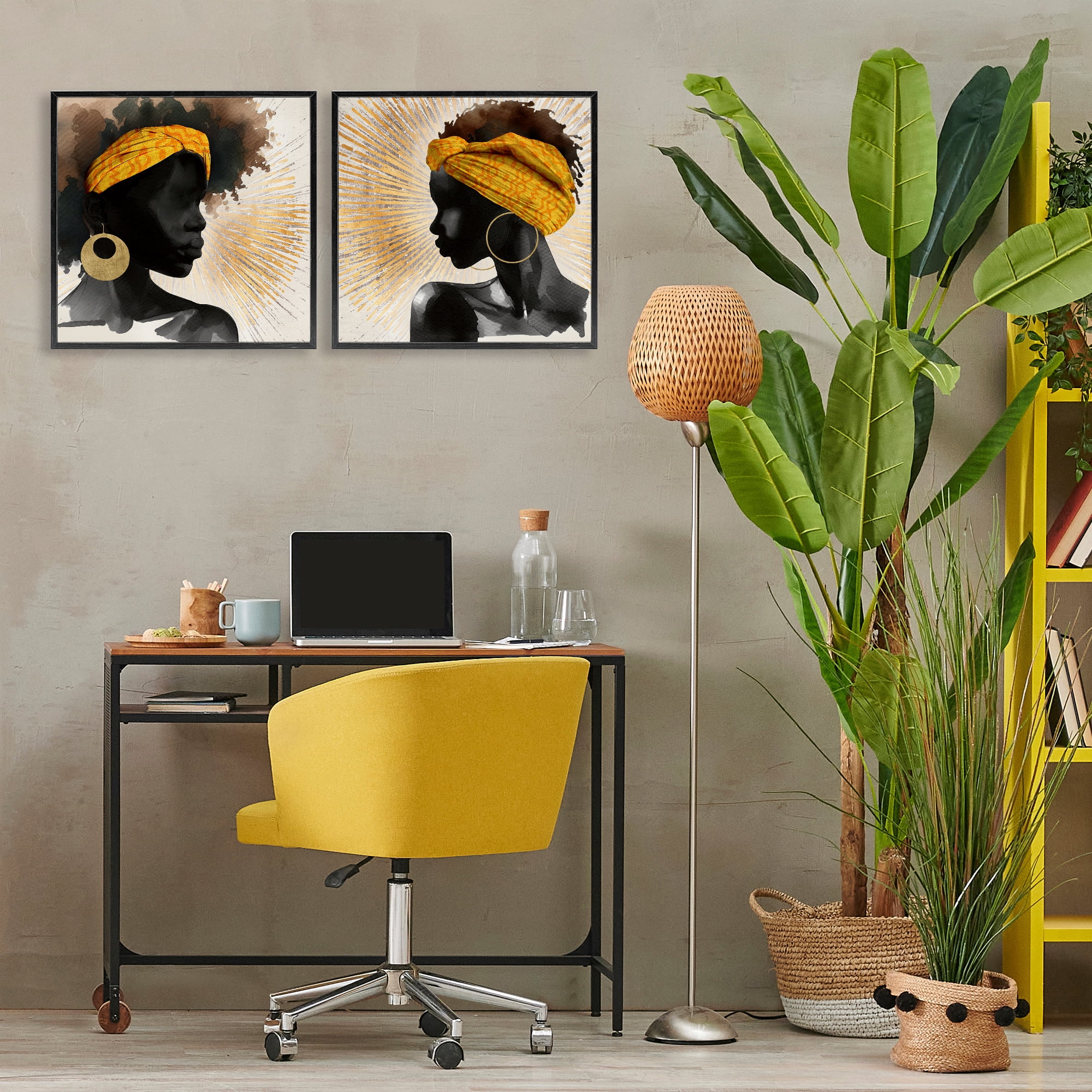 Stupell Industries Radiant Portraits Of Women 2 Piece Black Framed Giclee Art Set, design by CAD Designs