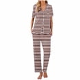thumbnail image 6 of Uaswgudfs Women's Pajamas Sets 2 piece Srtipe PJs Collared Casual Short Sleeve Sleepwear Comfy Pants Loungewear with Pocket 2025, 6 of 6