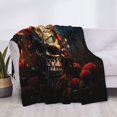 thumbnail image 3 of Yiaed Artistic Flower Butterfly Skull Print Blanket Throw Blanket Soft Cozy Flannel Blanket for Home Bed Sofa Couch Chair-80"x60", 3 of 6