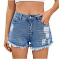 thumbnail image 2 of POTETI Women Jean Shorts High Waisted Denim Shorts for Women with Pockets Distressed Ripped Casual Flat Front Solid Shorts, 2 of 7