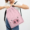 thumbnail image 3 of Xoenoiee Cute Pig Print Drawstring Backpack for Men Women, Waterproof Gym Bag Sackpack Sports Bag Draw String Backpacks for Cycling Basketball Soccer Yoga, Pink, 3 of 8