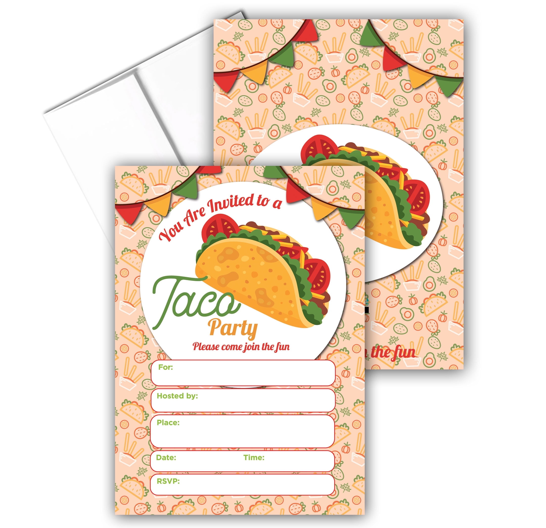Inkdotpot Pack Of 30 Taco Bout Party Invites, Fiesta Party Invitations,  Fill In Blank Invites With Envelopes - Walmart.com, image size:2160x2088