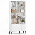 thumbnail image 1 of Gymax Bookshelf w/ Doors 5-Tier Floor Standing Bookcase w/ 2 Anti-Tipping Kits White, 1 of 10