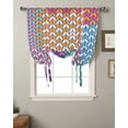 thumbnail image 2 of Colorful Morocco Tie Up Curtains for Window, Geometric Modern Abstract Art Thermal Insulted Balloon Shade Adjustable Rod Pocket Curtains Valance Panels for Kitchen Bathroom Café 42 x 45, 2 of 7