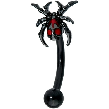Body Candy 16G Black PVD Steel Eyebrow Jewelry Cartilage Tragus Daith Spider Eyebrow Ring 5/16”