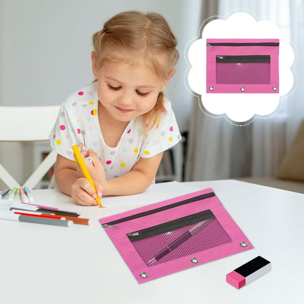 Estuche de Lápices de Tres Agujeros con Cremallera, Transparente, de Pvc, para Guardar Documentos, Carpeta Desmontable, Estuche de Lápices de Gran Capacidad.