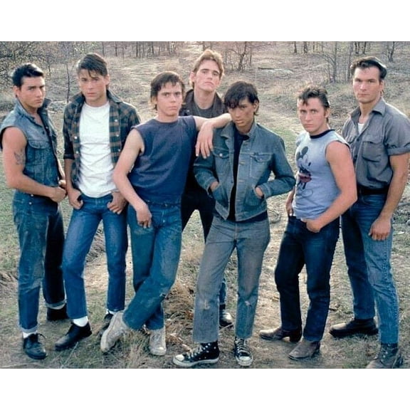 The Outsiders line-up Cruise Lowe Howell Dillon Macchio Estevez Swayze 16x20