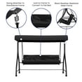 thumbnail image 5 of Flash Furniture 3-Seat Outdoor Steel Converting Patio Swing Canopy Hammock with Cushions / Outdoor Swing Bed (Black), 5 of 9