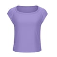 thumbnail image 5 of Afuyipoi Girls Short Sleeve T-shirts,Solid Color Summer Round Neck Casual Tees Purple 12-13 T, 5 of 8