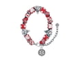 thumbnail image 2 of Silvertone Round EMT Star of Life Red Christmas Bead Bracelet, 2 of 4