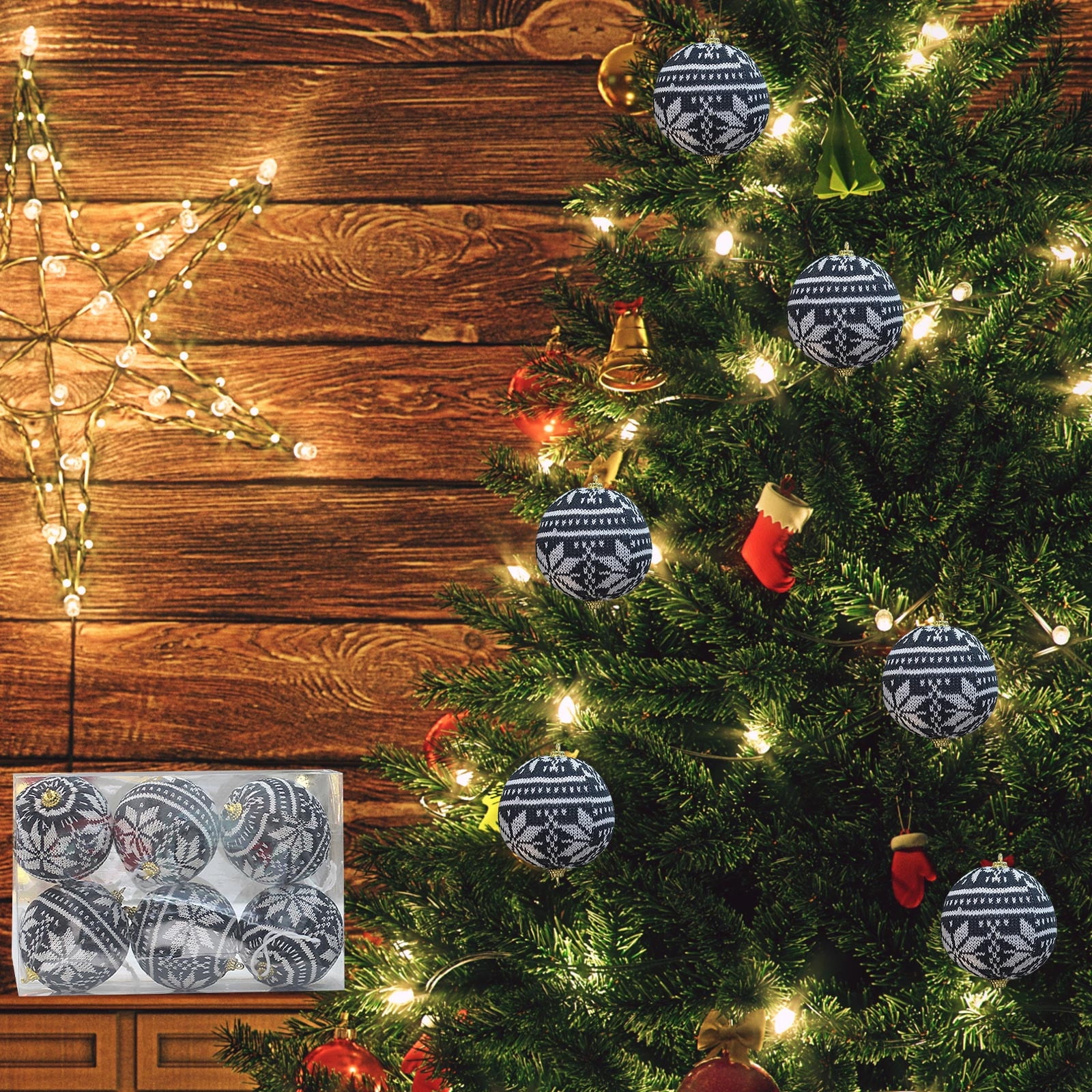 Adornos navideños, caja de tela tejida para árbol de Navidad