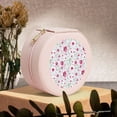 thumbnail image 6 of Fuzoiu Lilies Flowers Print Portable Jewelry Box,Round Mini Leather Travel Jewelry Case,Small Travel Jewelry Organizer,Jewelry Holder for Ring Necklace Earring for Women Girls-Pink, 6 of 7