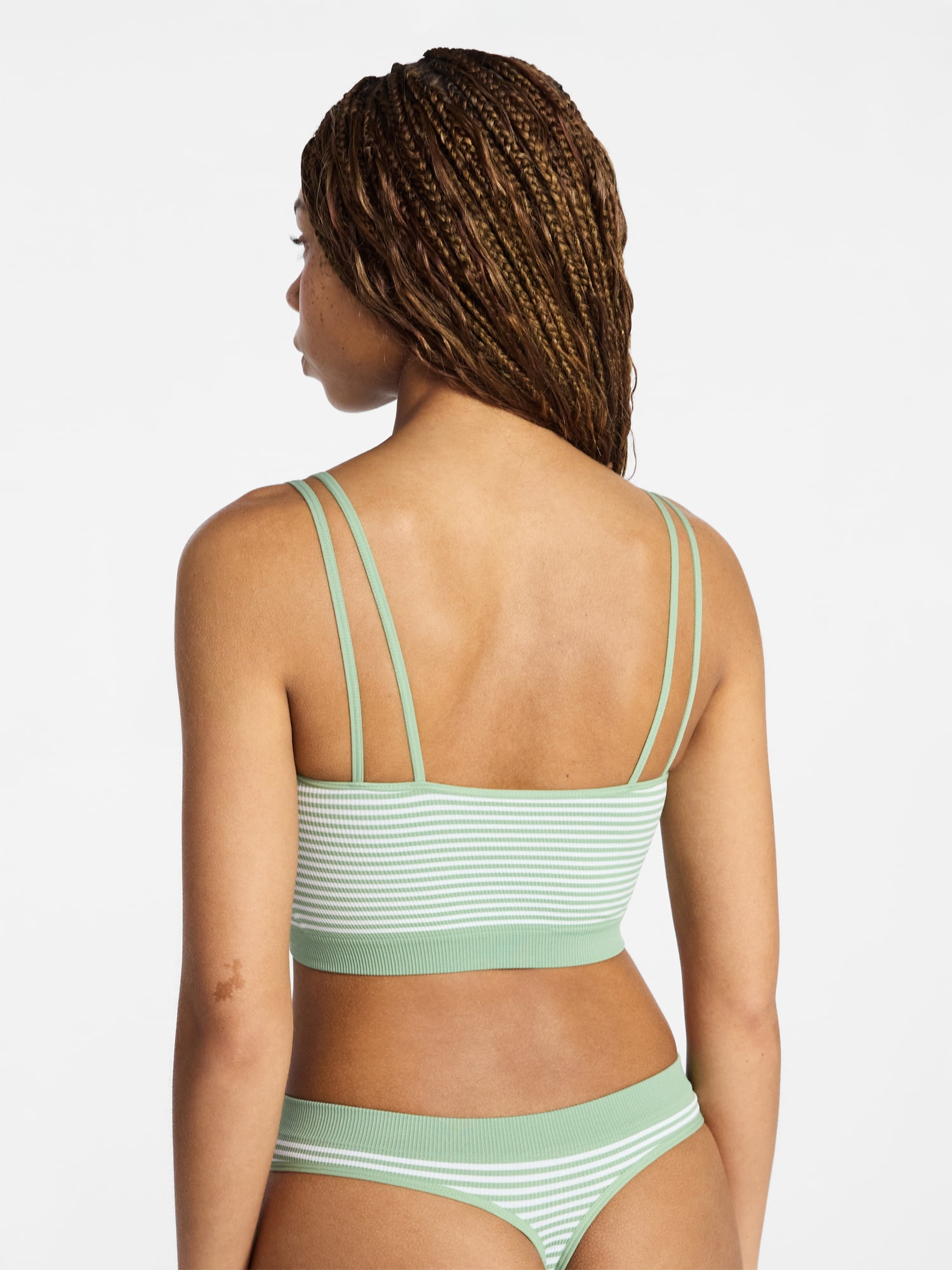 No Boundaries Seamless Cami Bra and Thong Panties Set, 2 Piece, Women's XS-XXXL