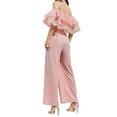 thumbnail image 4 of KOMOO Women Wide Leg Jumpsuit Off Shoulder Sleeveless Backless Ruffled Long Romper Chiffon Jumpsuits, 4 of 5