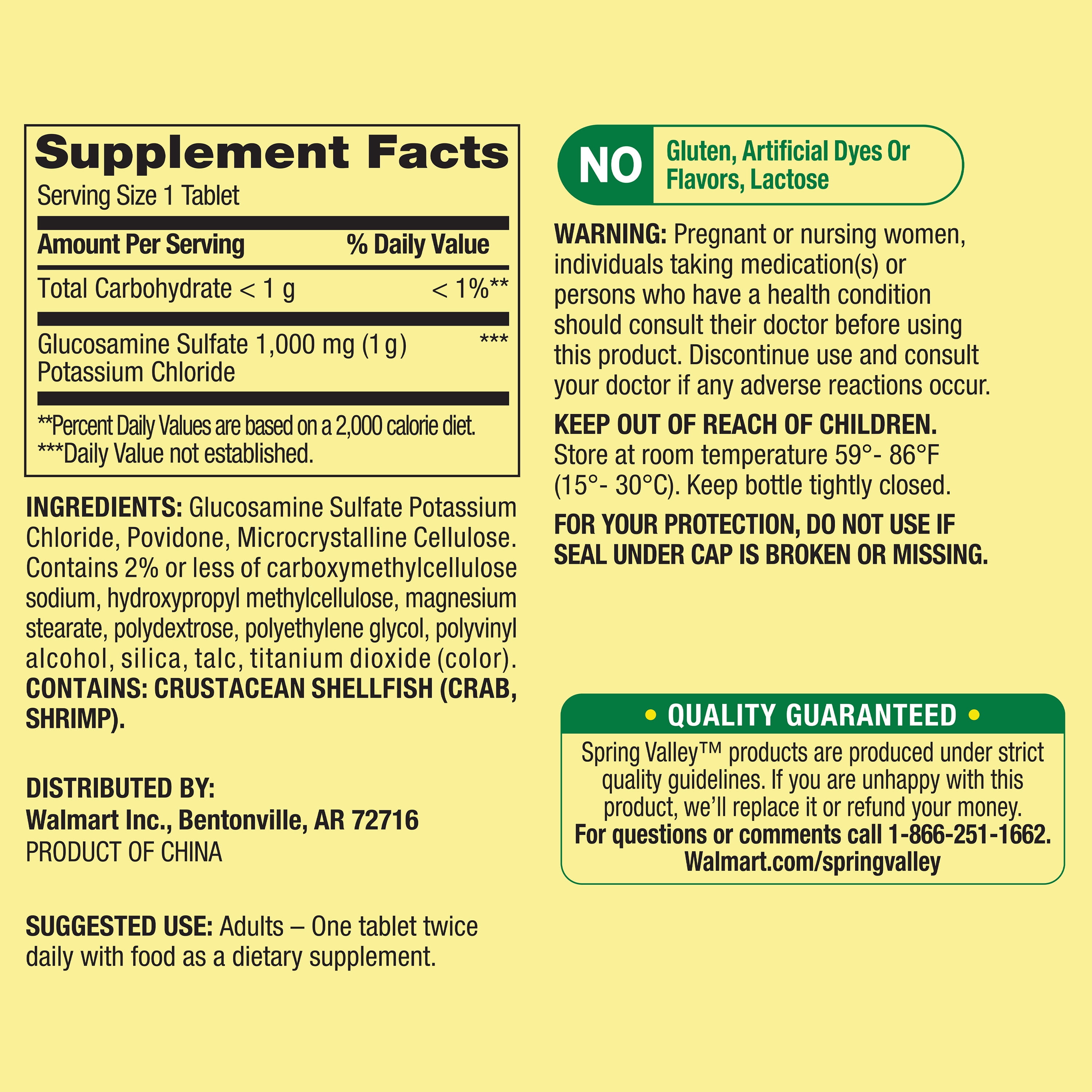 Spring Valley Glucosamine Sulfate Potassium Chloride Tablets