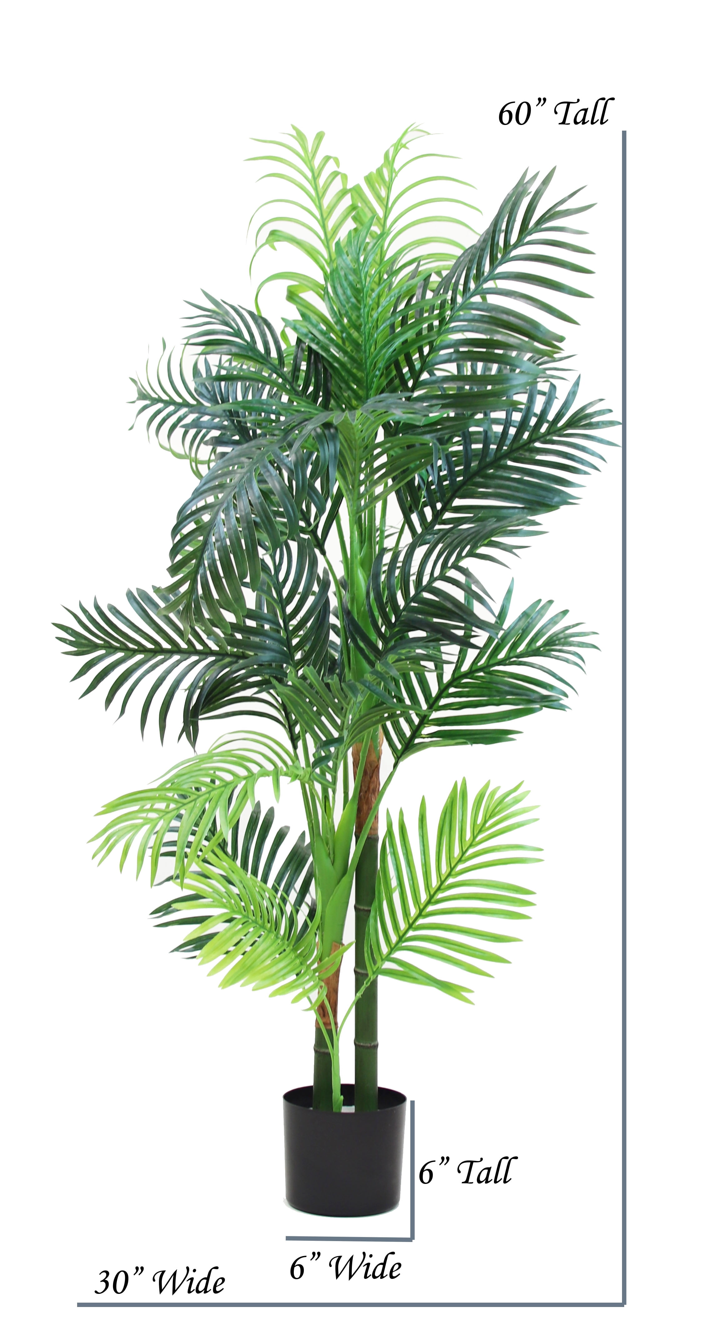 The Mod Greenhouse 60" Artificial Real Touch Areca Green Palm Tree in a Matte Black Grower's Pot