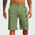 thumbnail image 2 of LiuXxxx Mens Linen Shorts Elastic Waistband Classic Fit Button Summer Beach Casual Shorts Green M, 2 of 5