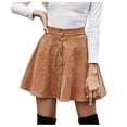 thumbnail image 1 of Women's High Waist Button Front Corduroy Flare Lattice Printed A Line Short Mini Skirt, 1 of 6