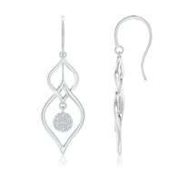 ANGARA Natural Diamond Cluster Double Drop Earrings in 14K White Gold for Women (Size-1.5mm| Color-H| Clarity-SI2) | April Birthstone, Anniversary, Jewelry Gift for Women | Natural Diamond Earrings