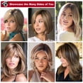 thumbnail image 4 of DOPI Brown Wigs for White Women Shoulder Length Layered Wig Brown Mixed Blonde Wig Natural Wig with Highlight, 4 of 6