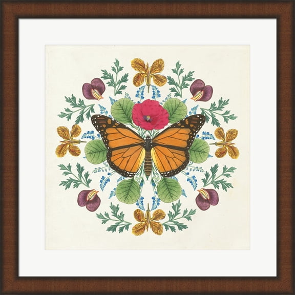 Butterfly Mandala I by Wild Apple Portfolio, Framed Wall Art, 19.75W x 19.75H