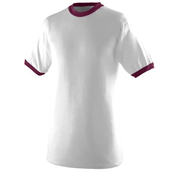 710A T-Shirt de Sonnerie&44; Blanc et Marron&44; Grand