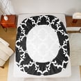 thumbnail image 5 of Manfei Abstract Geometric Floral Twin Sheet Sets,Boho Exotic Style Twin Fitted Sheet,White Black Flat Sheet For Men Women,Breathable Home Decor,3pcs, 5 of 7