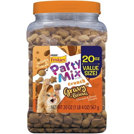- Friskies Party Mix Gravylicious Cat Treats, 20 oz. Canister