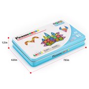 PicassoTiles 40PCS Nano Magnetic Tiles Travel Size Mini Portable Building Blocks Playset with Storage Case, STEM Educational Toy for Kids