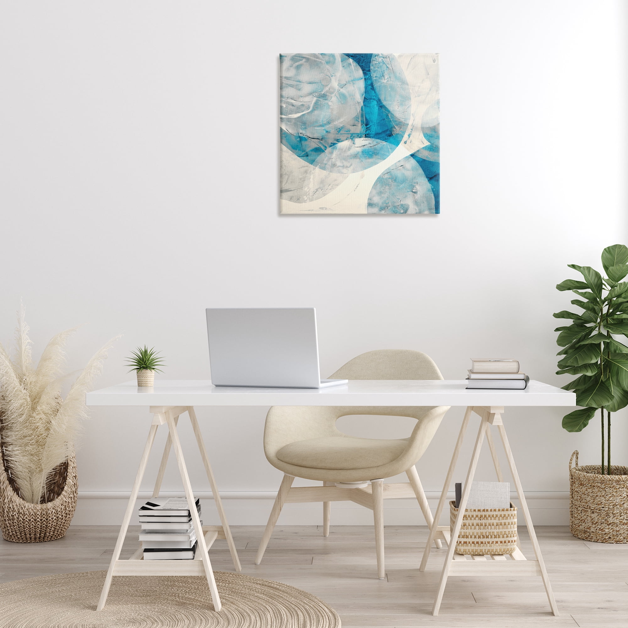 Stupell Industries Layered Blue Spheres Abstract Painting Gallery Wrapped Canvas Art Print Wall Art, 24 x 24