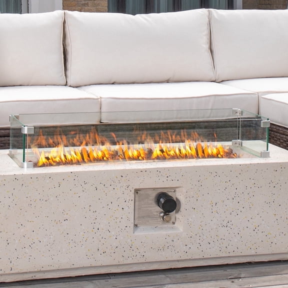 VENTOPYR Glass Wind Guard, Rectangle, Tempered Glass for Outdoor Fire Pit, 32.5x10.5x5.5 inches