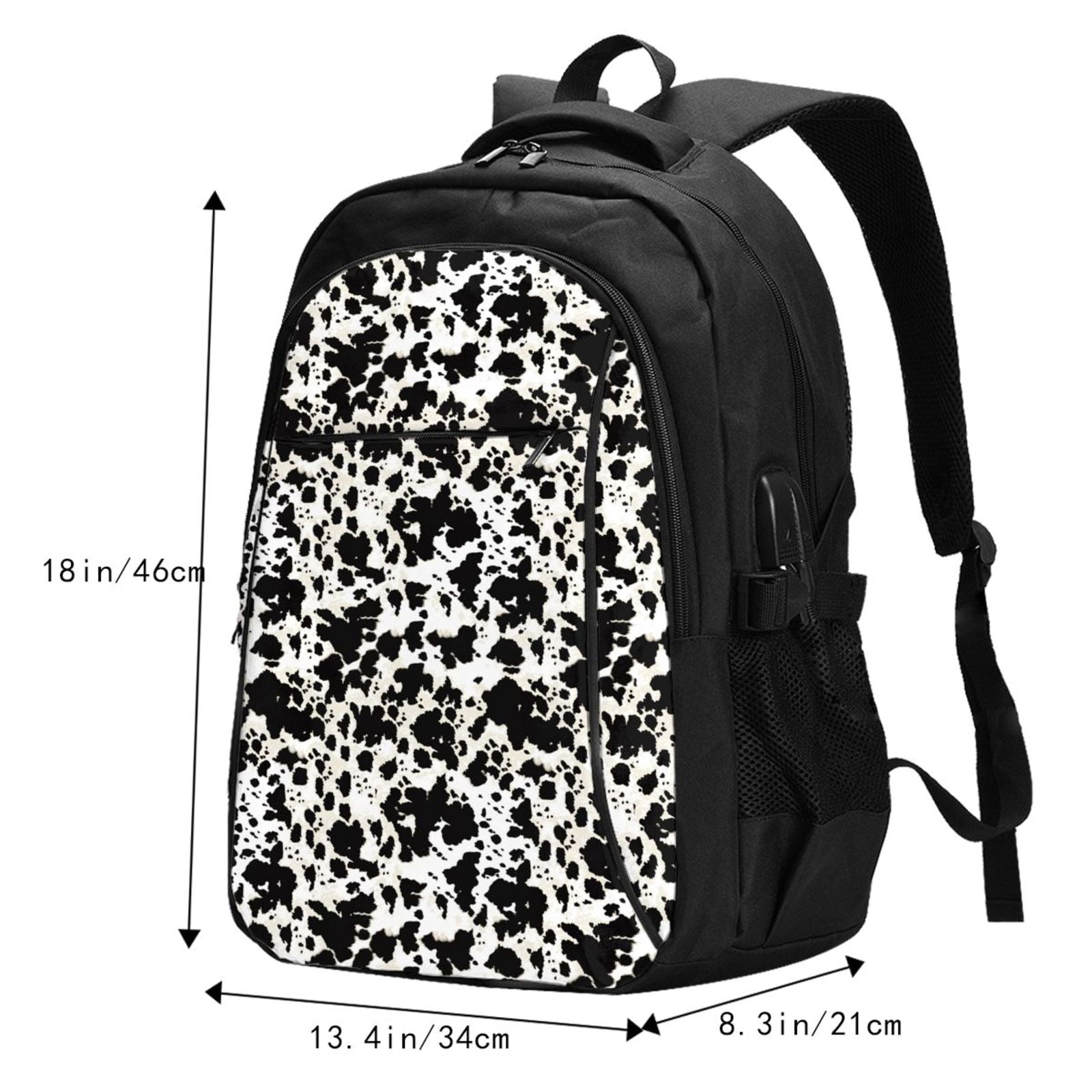 Ratiio Cow Skin 1 Print Travel Laptop Backpack,Slim Sturdy Laptops Backpack with USB Charging Port, Water Resistant College School Computer Bag