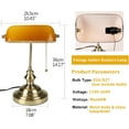 thumbnail image 2 of FIRVRE Bankers Desk Lamp with Pull Chain Switch, Amber Glass Shade Desk Lamps, Bronze Base,Vintage Library Lamp for Home Office, Study Room,Piano, 2 of 14