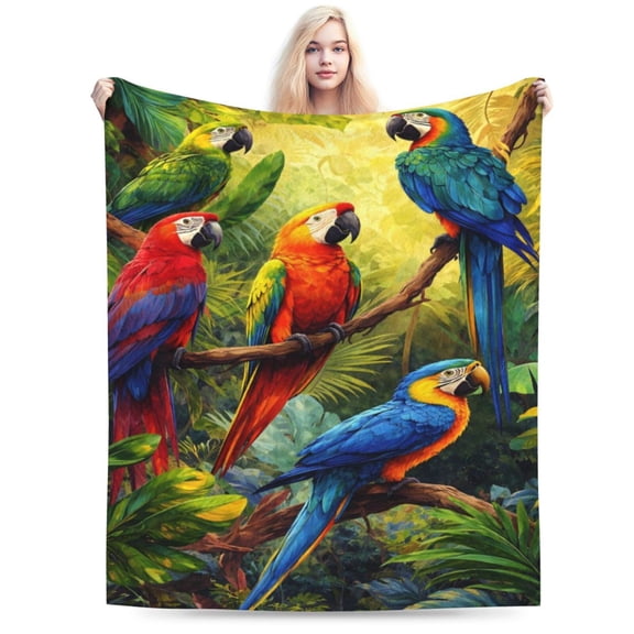 Parrot Blanket - Plush, Soft, Comfy, Lightweight, Warm, Fuzzy, Cozy and Stylish Flannel Throw Blanket Perfect for Couch, Travel, Bed, Office, Outdoor 50x40