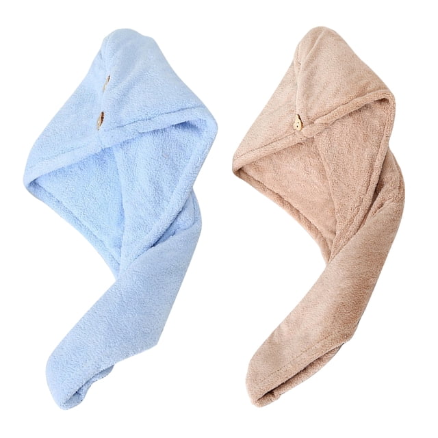Paquete de 2 toallas para el cabello, turbante de microfibra de secado rápido, súper absorbente, toalla de microfibra para el cabello