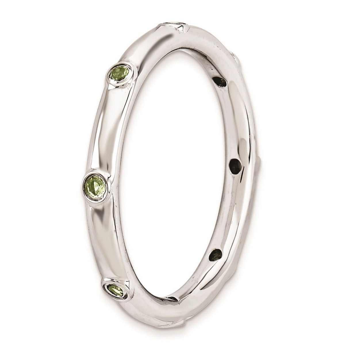 925 Sterling Silver Bezel Polished Stackable Peridot Ring Size 5 Stackable Ring for Women - .13 cwt