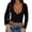 Black, variant on JGNGSHN Women's V-Neck Long Sleeve Shirts Double Lined Slim Fitted Trendy Lace Y2K Crop Top